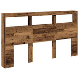 Headboard Cabinet with LED Old Wood 180x17x102 cm 863134