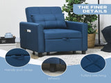 Linen-Look Single Chair Bed - Blue T3398P342947