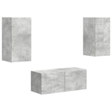 TV Cabinet Set Wall-mounted 2 pcs Concrete Grey Engineered Wood 3408964
