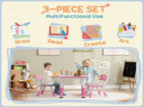 Height Adjustable Toddler Table and Chair Set, 3-Piece Children Activity Table w/ 2 Chairs for T3398P379033