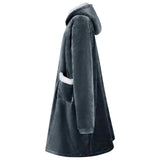 Blanket Hoodie Navy Blue M Fleece and Flannel 42017197