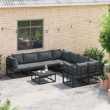 Garden Sofa Set with Cushion 8 pcs Black Steel 3378952