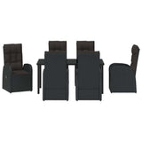 Garden Dining Set with Cushion 7 pcs Black Poly Rattan 3379524