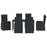 Garden Dining Set with Cushion 7 pcs Black Poly rattan 3379524