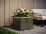 Garden Planter with LED Olive Green 40 x 40 x 40 cm Steel 8008132