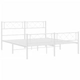 Metal Bed Frame without Mattress with Footboard White 120x200cm 372342