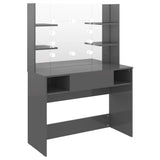 Makeup Table with LED Lights 100x40x135 cm MDF Shining Grey 331543
