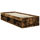 Bed Frame with Headboard Smoked Oak 75 x 190 cm Solid Pine Wood 3411077