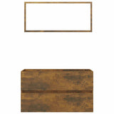 2 Piece Bathroom Furniture Set Smoked Oak Engineered Wood 815738