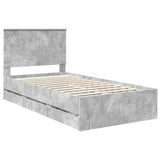 Bed Frame with Drawer Concrete Grey 100 x 200 cm Engineer Wood 3411148