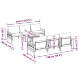 Garden Sofa Set with Cushion 7 pcs Black Steel 3378956