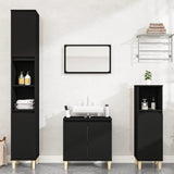 ZNTS 3 Piece Bathroom Furniture Set Black Engineered Wood 3185582