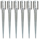 Ground Spikes 6 pcs Silver 10x76 cm Galvanised Steel 145432
