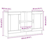 Sideboard Black Oak 120 x 30.5 x 70 cm Engineered Wood 862522