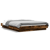 Bed Frame with LED Lights without Mattress Smoked Oak 120x200cm 3281109