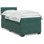 Box Spring Bed with Mattress Dark Green 100x200 cm Velvet 3286249