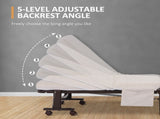 Folding Bed with Mattress, Single Guest Bed, Portable Fold Bed with Adjustable Backrest, Metal Frame T3398P329587