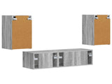 TV Wall Cabinet Set 4 pcs Grey Sonoma Engineered Wood 3408913