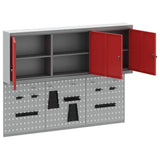 Tool Cabinet Set with Shelf 5 pcs Red Powder-Coated Steel 3321401