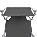Folding Sun Lounger with Canopy Grey Aluminium 47772