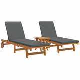 Sun Lounger 3 pcs Solid Acacia Wood Brown 3325207
