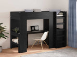 Loft Bed Frame with Desk Black Oak 75 x 190 cm Engineered Wood 3410428