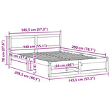 Bed Frame with Headboard Natural 140 x 200 cm Solid Pine Wood 873271