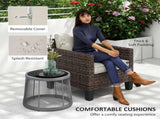 Single Rattan Armchair, with Cushions - Brown T3398P315336