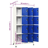 Locker Cabinet Grey and Blue 90x45x180 cm Steel 339818