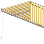 ZNTS Manual Retractable Awning with Blind 3.5x2.5m Yellow&White 3069398