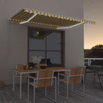 ZNTS Manual Retractable Awning with LED 450x300 cm Yellow and White 3068923