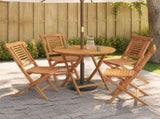 5 Piece Folding Garden Bistro Set Natural Solid Teak Wood 3434089