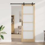 Sliding Door Natural 83 x 232 cm Solid Pine Wood and Glass 3332281
