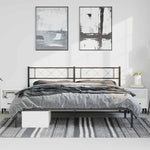 Metal Bed Frame without Mattress with Headboard Black 193x203cm 372283