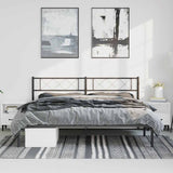 Metal Bed Frame without Mattress with Headboard Black 193x203cm 372283