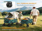 140L Festival Trolley on Wheels, Folding Camping Trolley Cart with Telescopic Handle, Big Wheels for T3398P377650