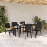 Garden Dining Set 7 pcs Black Poly Rattan 3365396
