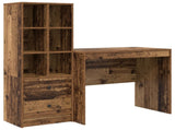 Desk with Drawer with Shelf with Storage 2 pcs Old Wood 3337367