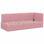 Corner Bed Frame with Headboard Pink 80 x 200 cm Velvet 42016249