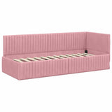 Corner Bed Frame with Headboard Pink 80 x 200 cm Velvet 42016249