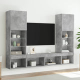 5 Piece TV Wall Units with LED Concrete Grey Engineered Wood 3216693