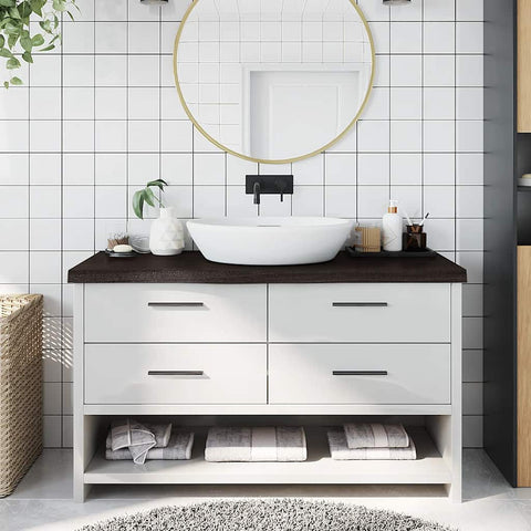 Bathroom Countertop Dark Brown 100x40x cm Treated Solid Wood 3156226