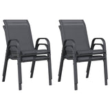 Stackable Garden Chair Set of 4 Grey Powder-coated steel 318781