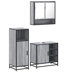 ZNTS 3 Piece Bathroom Furniture Set Grey Sonoma Engineered Wood 3300998