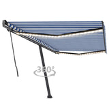 Manual Retractable Awning with LED 500x350 cm Blue and White 3069861