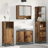 Bathroom Furniture Set with Door 3 pcs Old Wood Engineered Wood 3402518