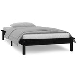 LED Bed Frame without Mattress Black 90x190 cm Single Single Solid Wood 820640