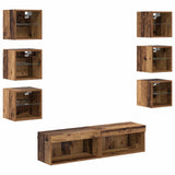 TV Cabinet with LED Strip Lights 8 pcs Old Wood Glass 3402938