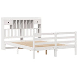Bookcase Bed without Mattress White 150x200 cm King Size Solid Wood Pine 3321941