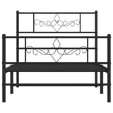 Metal Bed Frame without Mattress with Footboard Black 100x190cm 355279